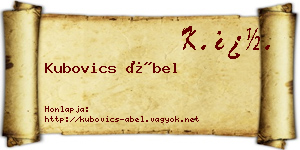 Kubovics Ábel névjegykártya
